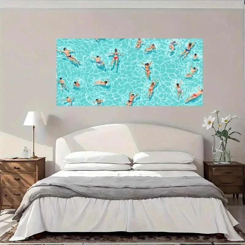 Swimming Pool Fun Wall Art Canvas Office Home Room Framed 120x60cm