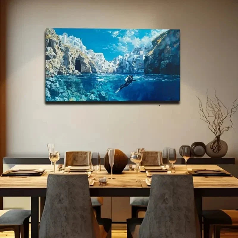 Vibrant Underwater Scene Décor Wall Art Canvas Office Home Room Framed 80x45cm
