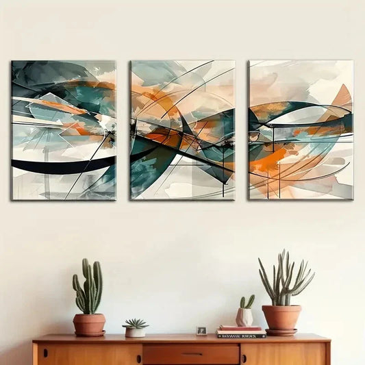 3pcs Featuring Modern Abstract Graffiti Colorful Metal Print Ready to Hang Art