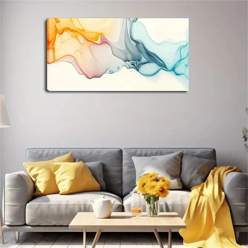 Flowing Color Forms Abstract Wall Art Canvas Office Home Room Framed 120x60cm