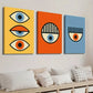 3pcs Styled Abstract Geometric Eye Wall Art Set Canvas Framed 40x60cm - High Quality Print 100% Australian Made Wall Canvas Ready to Hang