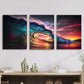 3pcs Sunset Over Waves, Showcasing Stunning Wave Metal Print Ready to Hang Art