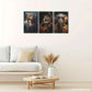 3pcs Modern Dragon Tiger & Elephant Portraits Metal Print Ready to Hang Art