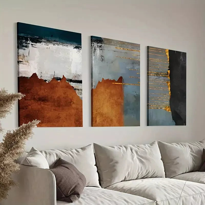 3pcs Mid Century Modern Sage Green Bold Canvas Framed 40x60cm - High Quality Print 100% Australian Made Wall Canvas Ready to Hang