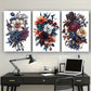 3pcs Fashion Flower Cluster Abstract Painting Metal Print Ready to Hang Art