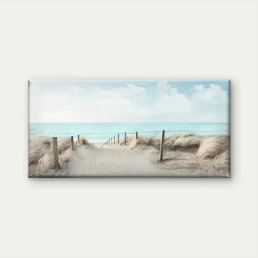 Beach Scene Pathway Sky Wall Art Canvas Office Home Room Framed 80x45cm