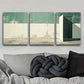 3pcs  A picture of a green and white wall Metal Print Ready to Hang Art
