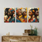3pcs Black Girls And Flower American Girl Metal Print Ready to Hang Art