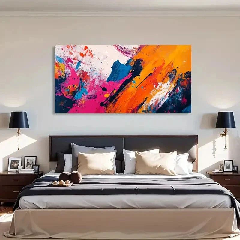 Modern Brushstroke Vibrant Wall Art Canvas Office Home Room Framed 120x60cm