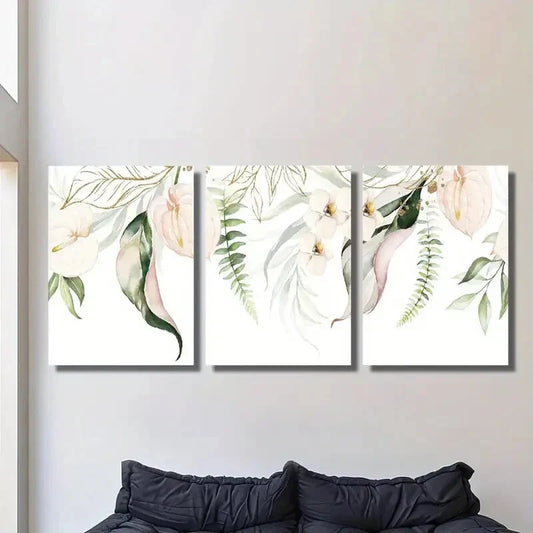 3pcs Minimalist lily flower poster plant Art Metal Print Ready to Hang Art