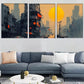 3pcs Urban Dystopian Sunset Cyberpunk Cityscape  Wall Art Set Canvas Framed 40x60cm - High Quality Print 100% Australian Made Wall Canvas Ready to Hang
