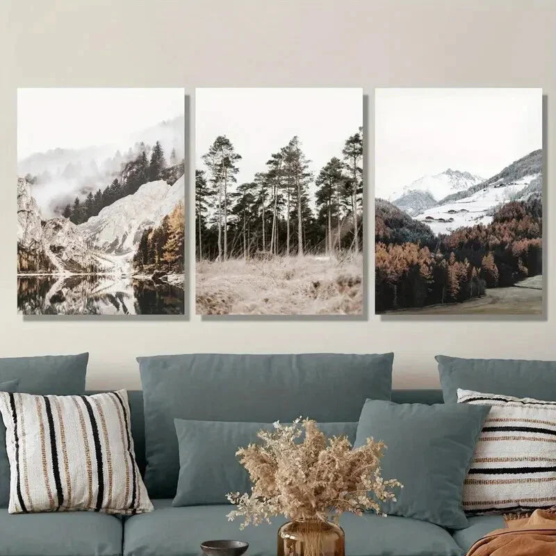 3pcs Beautiful Forest Scenery Forest Metal Print Ready to Hang Art