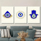 3pcs Teardrop &amp; Hand Shaped Greek Eye, Metal Print Ready to Hang Art