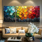 3pcs Mosaic Stained Glass Styled Design Metal Print Ready to Hang Art