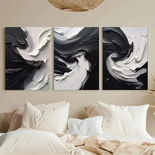 3pcs Black And White Minimalist Abstract Metal Print Ready to Hang Art
