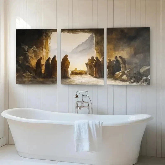 3pcs Warm Hues Faith-Based Inspirational Perfect Wall Art Set Canvas Framed 40x60cm - High Quality Print 100% Australian Made Wall Canvas Ready to Hang