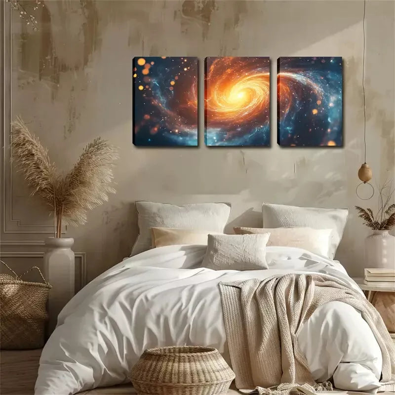 3pcs  Galaxy Wall Art - Vibrant Cosmic Wall Art Set Canvas Framed 40x60cm - High Quality Print 100% Australian Made Wall Canvas Ready to Hang
