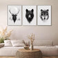 3pcs Wildlife Portrait Triptych Wall Art Set Canvas Framed 40x60cm - High Quality Print 100% Australian Made Wall Canvas Ready to Hang