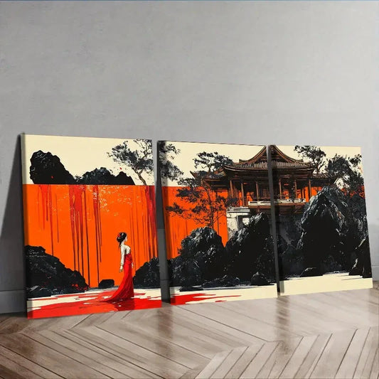 3pcs Ancient buildings, Wall Art Set Canvas Framed 40x60cm - High Quality Print 100% Australian Made Wall Canvas Ready to Hang