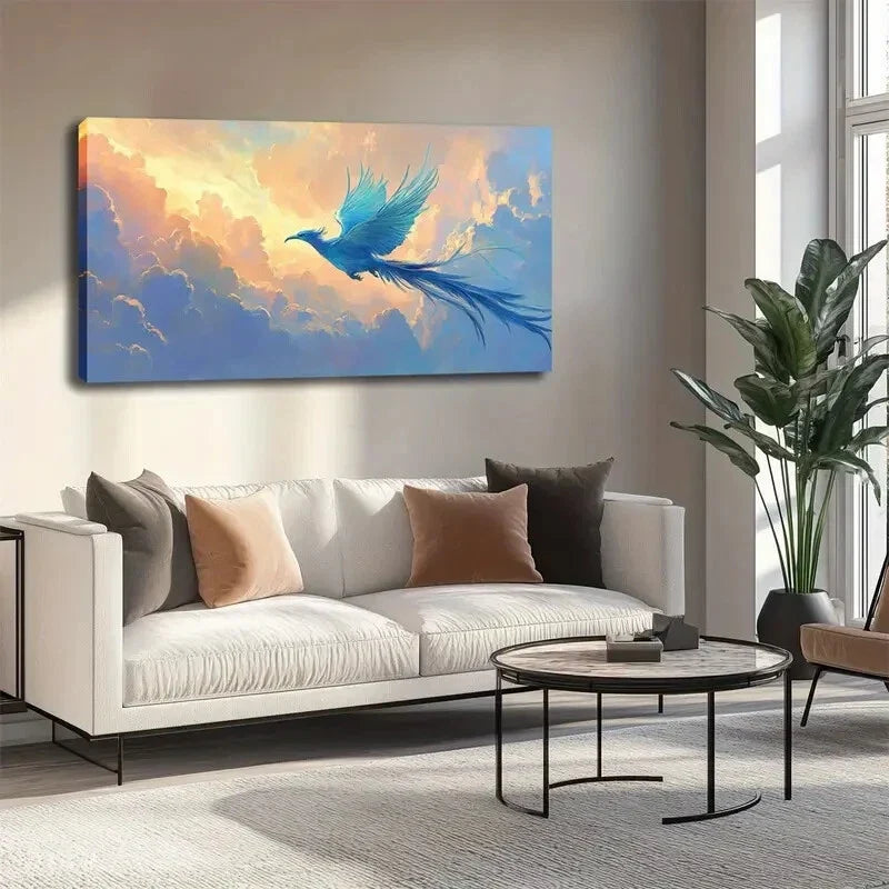Vibrant Cloud and Sea Wall Art canvas office home room framed 120x60cm