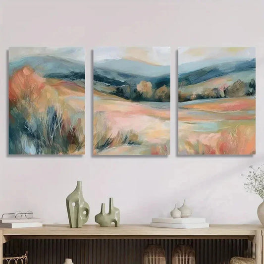 3pcs Vintage Forest Landscape Abstract Metal Print Ready to Hang Art