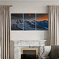 3pcs Red Moon, Snow Mountains Metal Print Ready to Hang Art