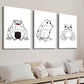 3pcs Simple Japanese Murals Japanese Frogs Wall Art Set Canvas Framed 40x60cm - High Quality Print 100% Australian Made Wall Canvas Ready to Hang