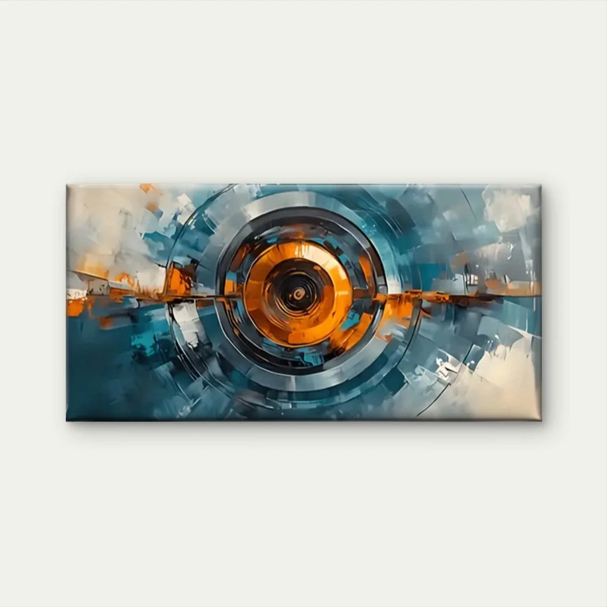 Blue & Orange Spiral Design Wall Art Canvas Office Home Room Framed 80x45cm