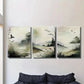 3pcs , Watercolor Birds & Pond, Ink Painting Metal Print Ready to Hang Art