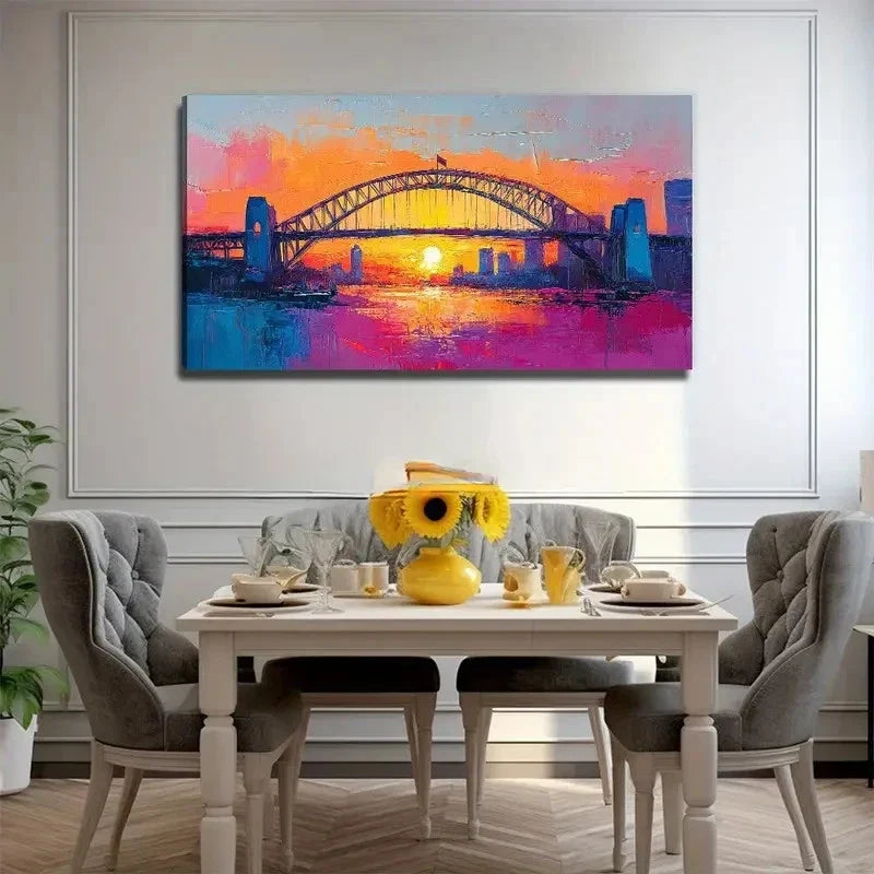 Modern Bohemian Sydney Wall Art Canvas Office Home Room Framed 80x45cm