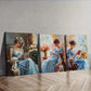 3pcs  Afternoon Time Girl  Wall Art Set Canvas Framed 40x60cm - High Quality Print 100% Australian Made Wall Canvas Ready to Hang