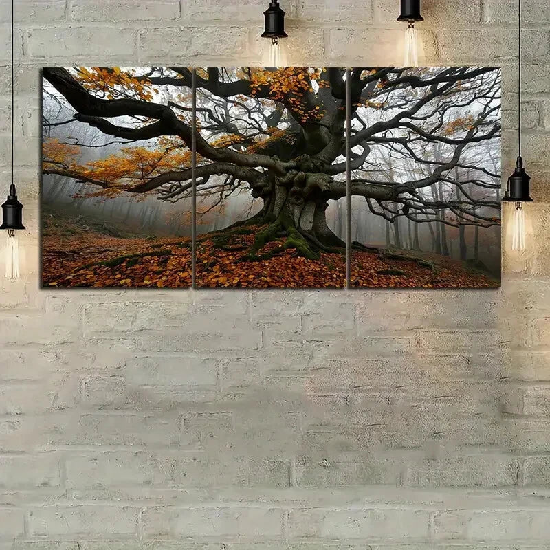 3pcs A Huge Tree Autumn Long Branches Wall Art Set Canvas Framed 40x60cm - High Quality Print 100% Australian Made Wall Canvas Ready to Hang