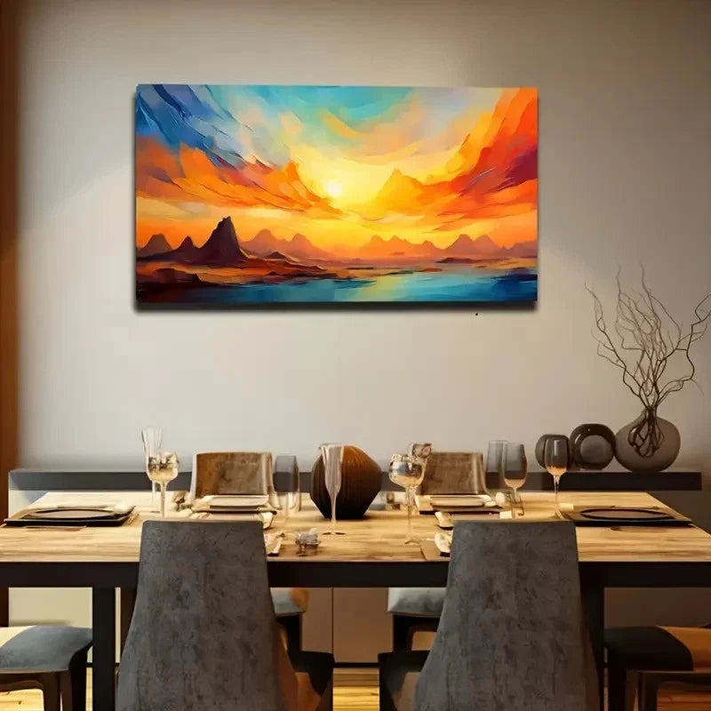 Landscape Sunset Horizontal Wall Art Canvas Office Home Room Framed 120x60cm