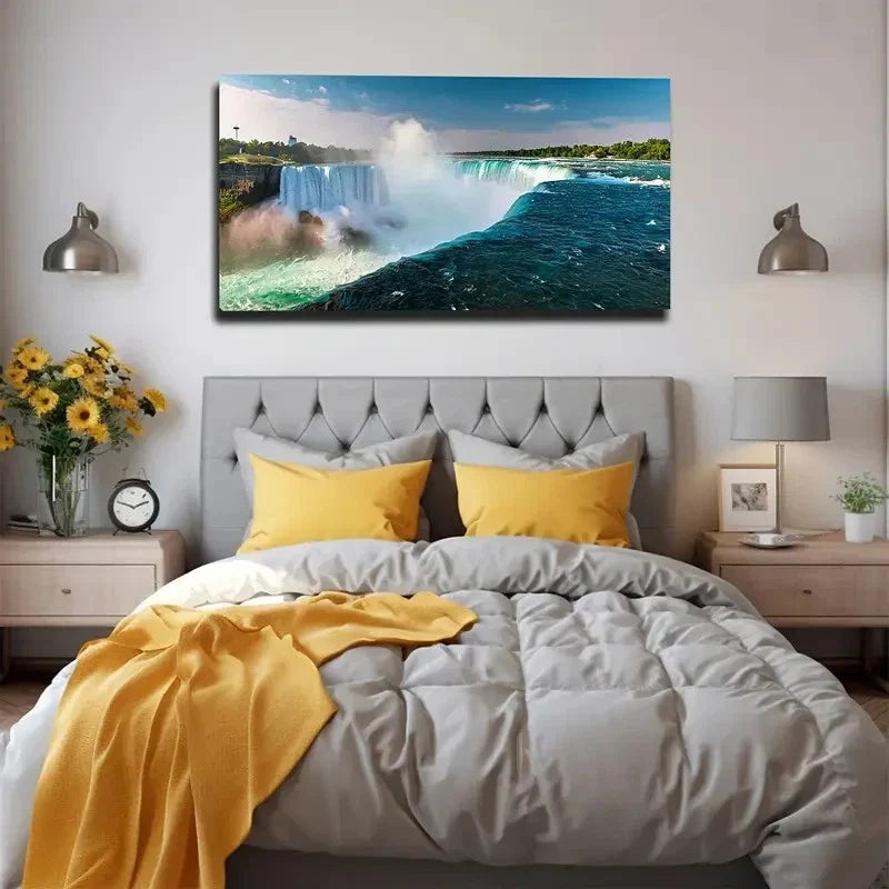 Greenery & Blue Sky Wall Art Canvas Office Home Room Framed 80x45cm