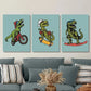 3pcs Sports Tyrannosaurus Rex, Funny and cute Metal Print Ready to Hang Art