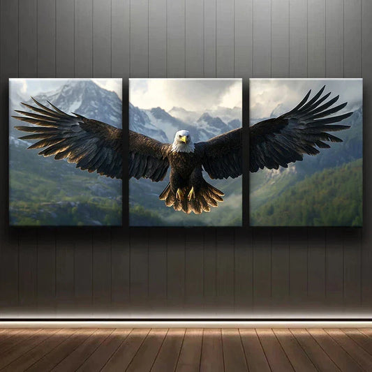 3pcs Nature Mountain Flying Eagle Metal Print Ready to Hang Art
