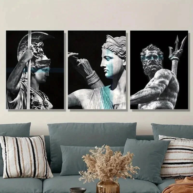 3pcs c Modern Nordic Mythology, Metal Print Ready to Hang Art