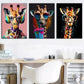 3pcs stylish giraffe - animal paintings graffiti  Wall Art Set Canvas Framed 40x60cm - High Quality Print 100% Australian Made Wall Canvas Ready to Hang