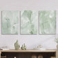 3pcs green and white abstract painting Metal Print Ready to Hang Art