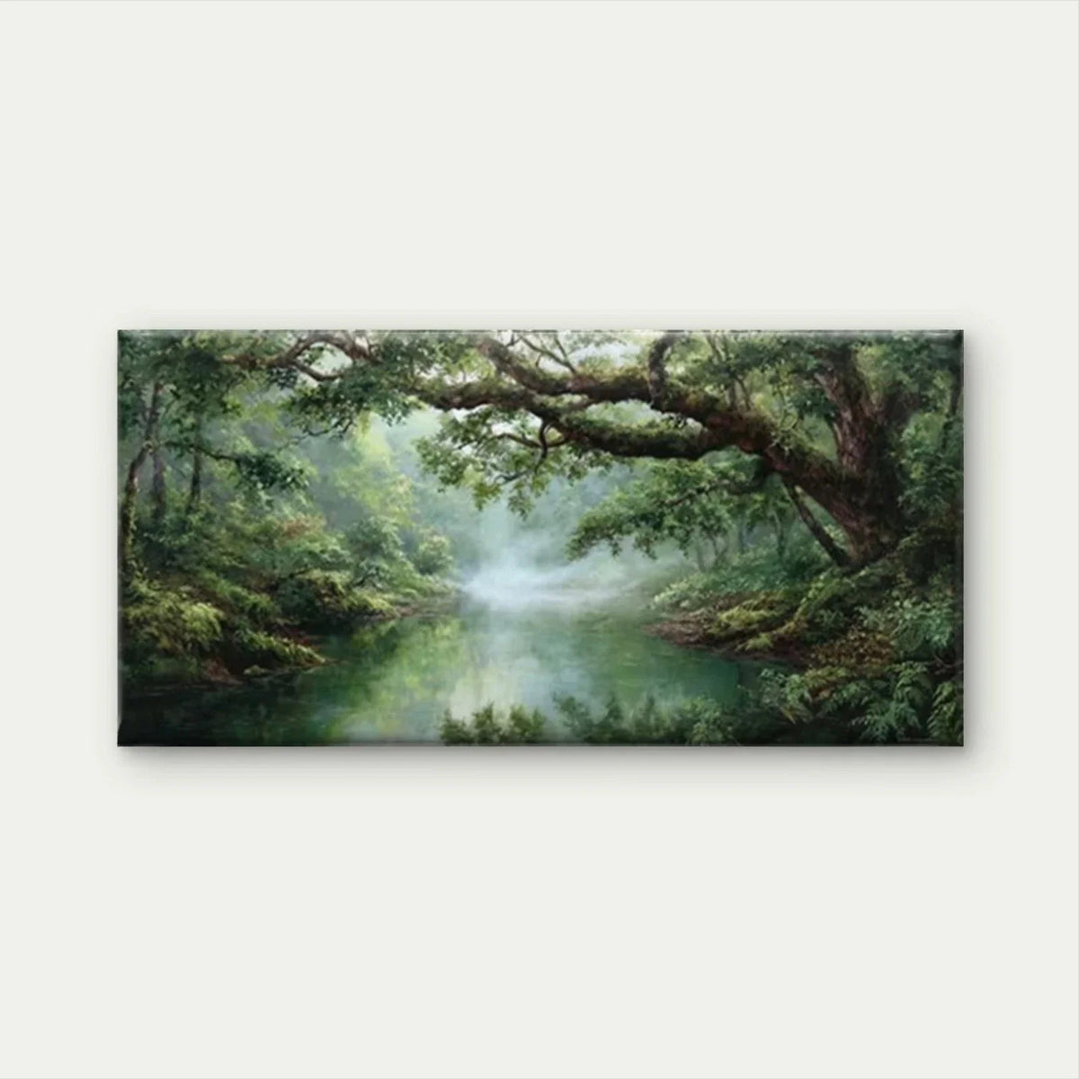 Forest River Reflection Wall Art Canvas Office Home Room Framed 80x45cm