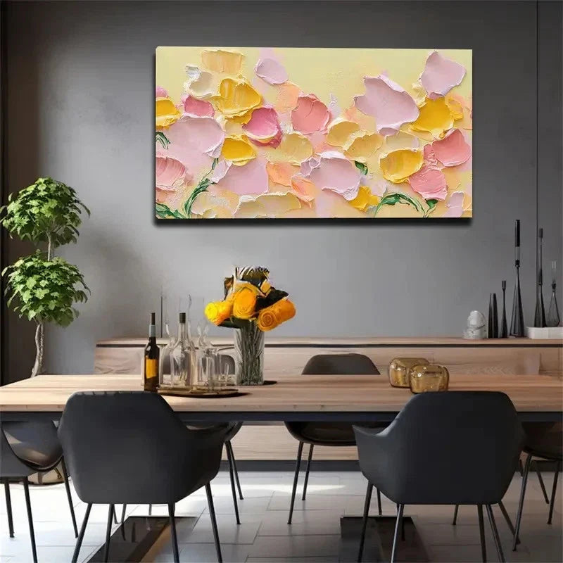 Randomly Scattered Petals Wall Art Canvas Office Home Room Framed 80x45cm