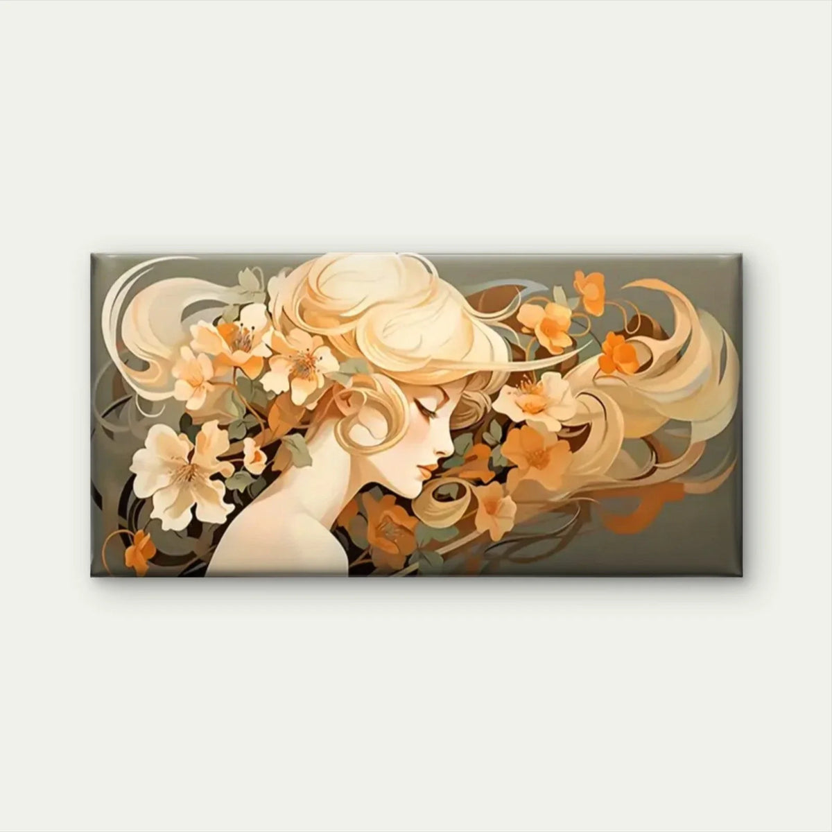 Woman Flowers Abstract Wall Art Canvas Office Home Room Framed 120x60cm
