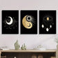 3pcs Art Deco Classic Modern Sun and Moon Metal Print Ready to Hang Art