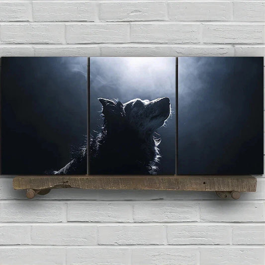 3pcs Dog Silhouette Sunlight Black & White Metal Print Ready to Hang Art