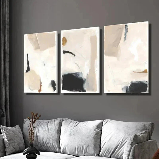 3pcs Beige Abstract Nordic Style Textured Wall Art Set Canvas Framed 40x60cm - High Quality Print 100% Australian Made Wall Canvas Ready to Hang