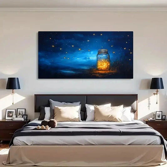 Firefly Night Sky Décor Wall Art Canvas Office Home Room Framed 120x60cm