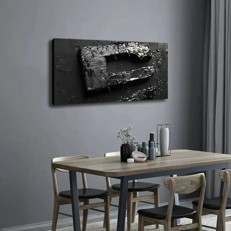 Textured Black and White Design Wall Art Canvas Office Home Room Framed 120x60cm
