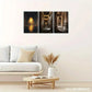 3pcs Golden Pyramid, Temple of Seti I, Metal Print Ready to Hang Art