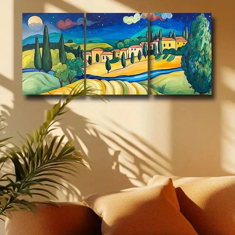3pcs Tuscan landscape Design Metal Print Ready to Hang Art