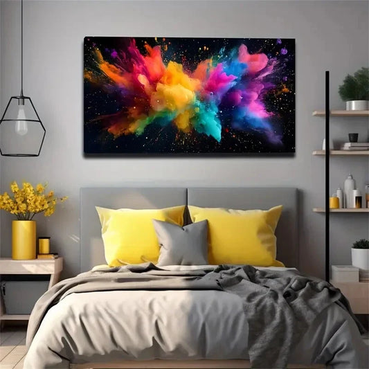 Watercolor Collision Colors Wall Art Canvas Office Home Room Framed 120x60cm